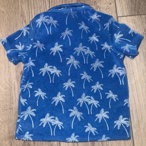 ANDY & EVAN Kids' French Terry Button-Up Shirt & Shorts Set | Palm trees - Picture 3 of 8